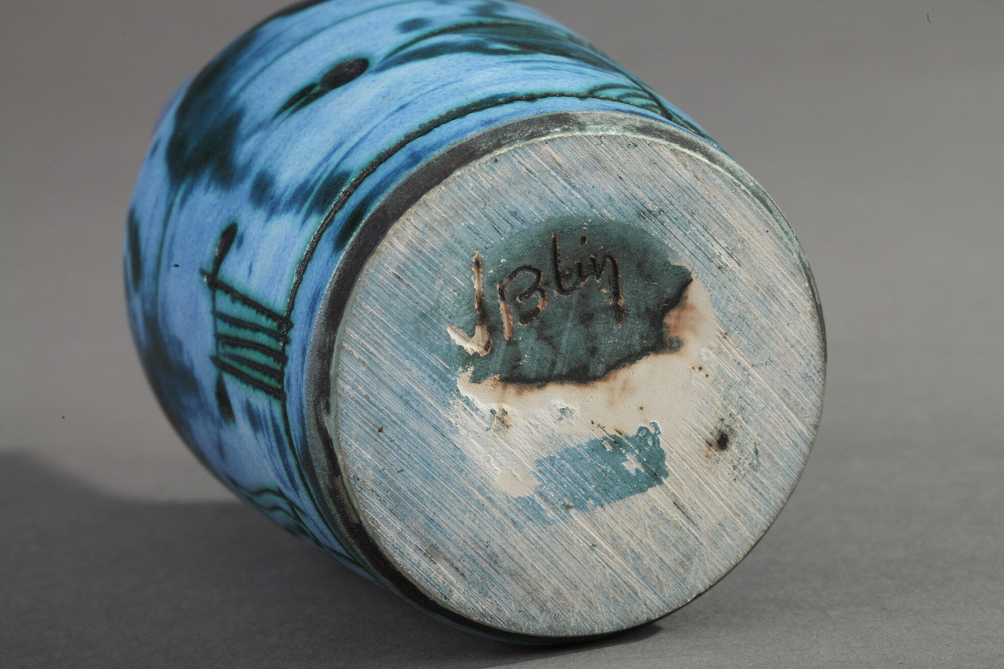 Blue enamelled vase by Jacques Blin (1920-1995)