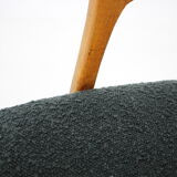 1960s Oak Wing Chair in Bouclé Upholstery, Czechoslovakia