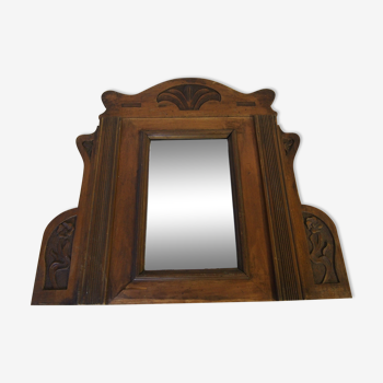 Ancien miroir fronton sculpté en bois