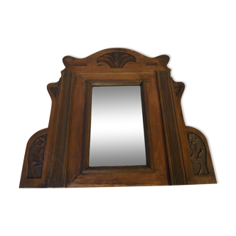 Ancien miroir fronton sculpté en bois