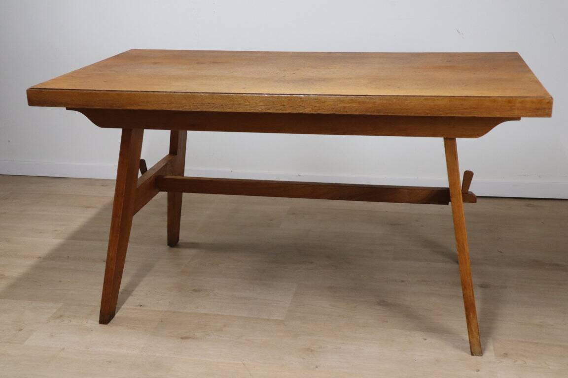 Oak dining table by René Gabriel, 1950