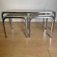 Table basse et tables d’appoint, chrome et verre fumé