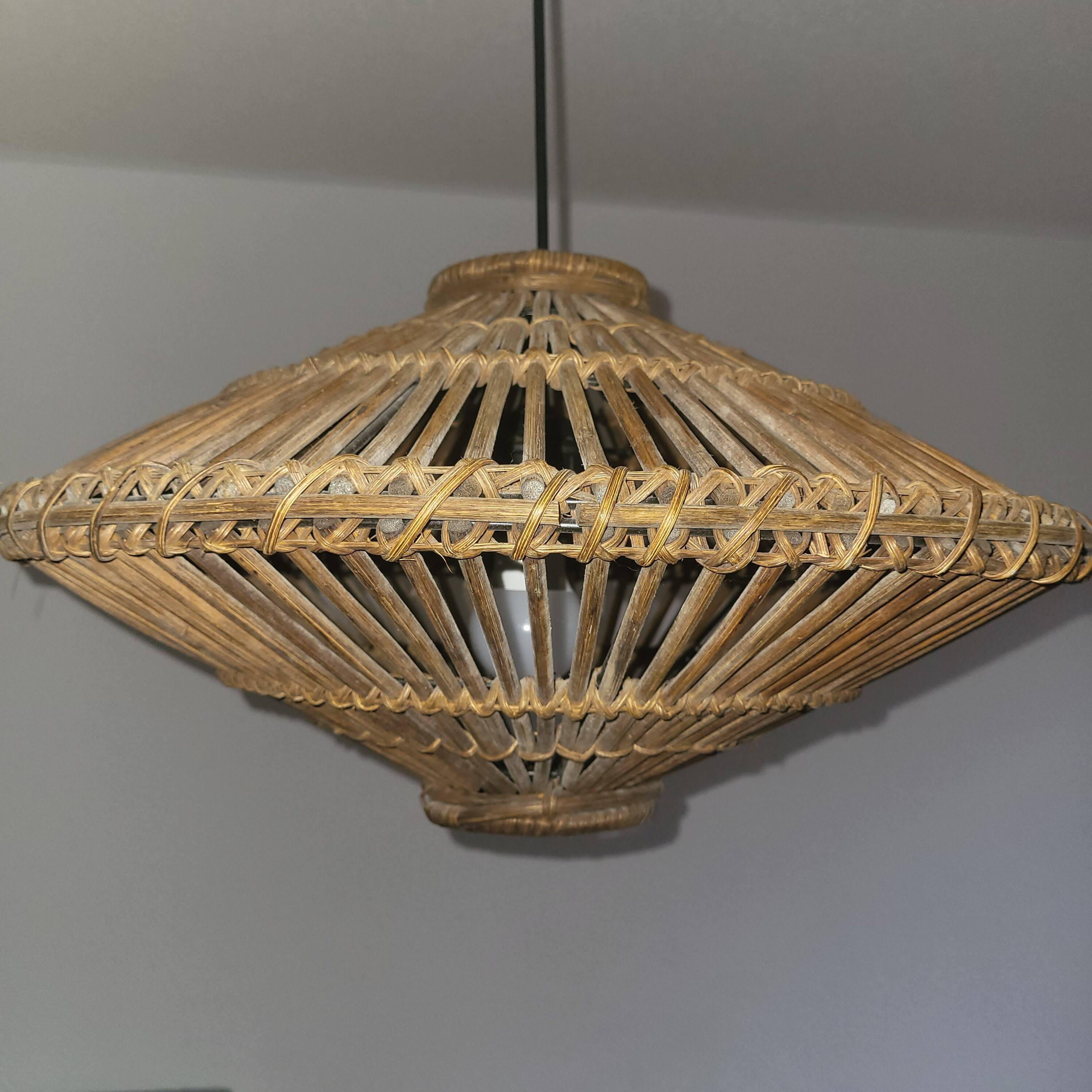 UFO rattan pendant light from the 60s