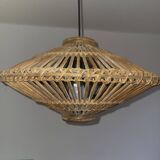 UFO rattan pendant light from the 60s