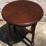Dark turned wood side table