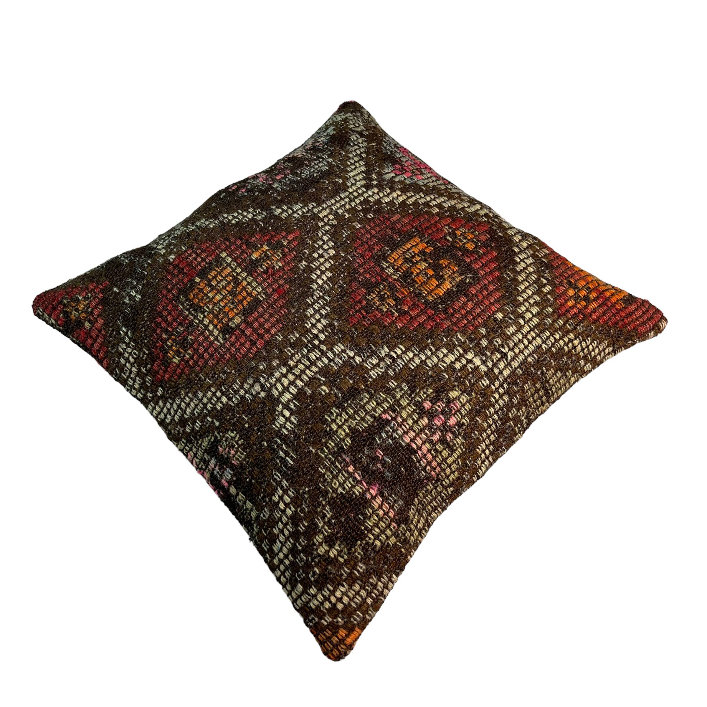 VINTAGE TURKISH KILIM CUSHION COVER , 45 X 45 CM