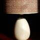 Table lamp in wool tweed and foot in cream color wood