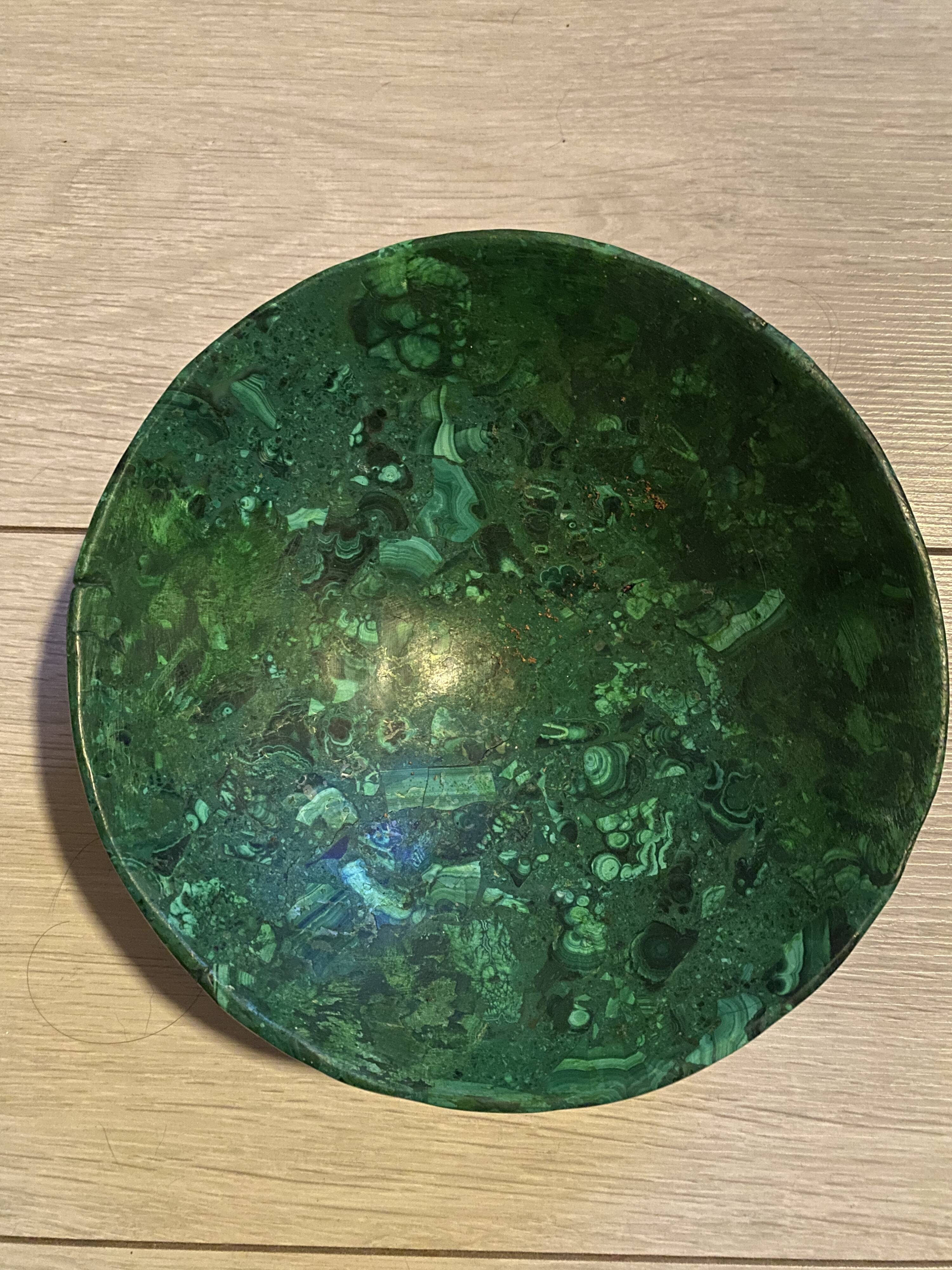 Small salad bowl in genuine malachite