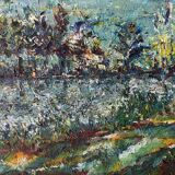 Lakeside landscape signed