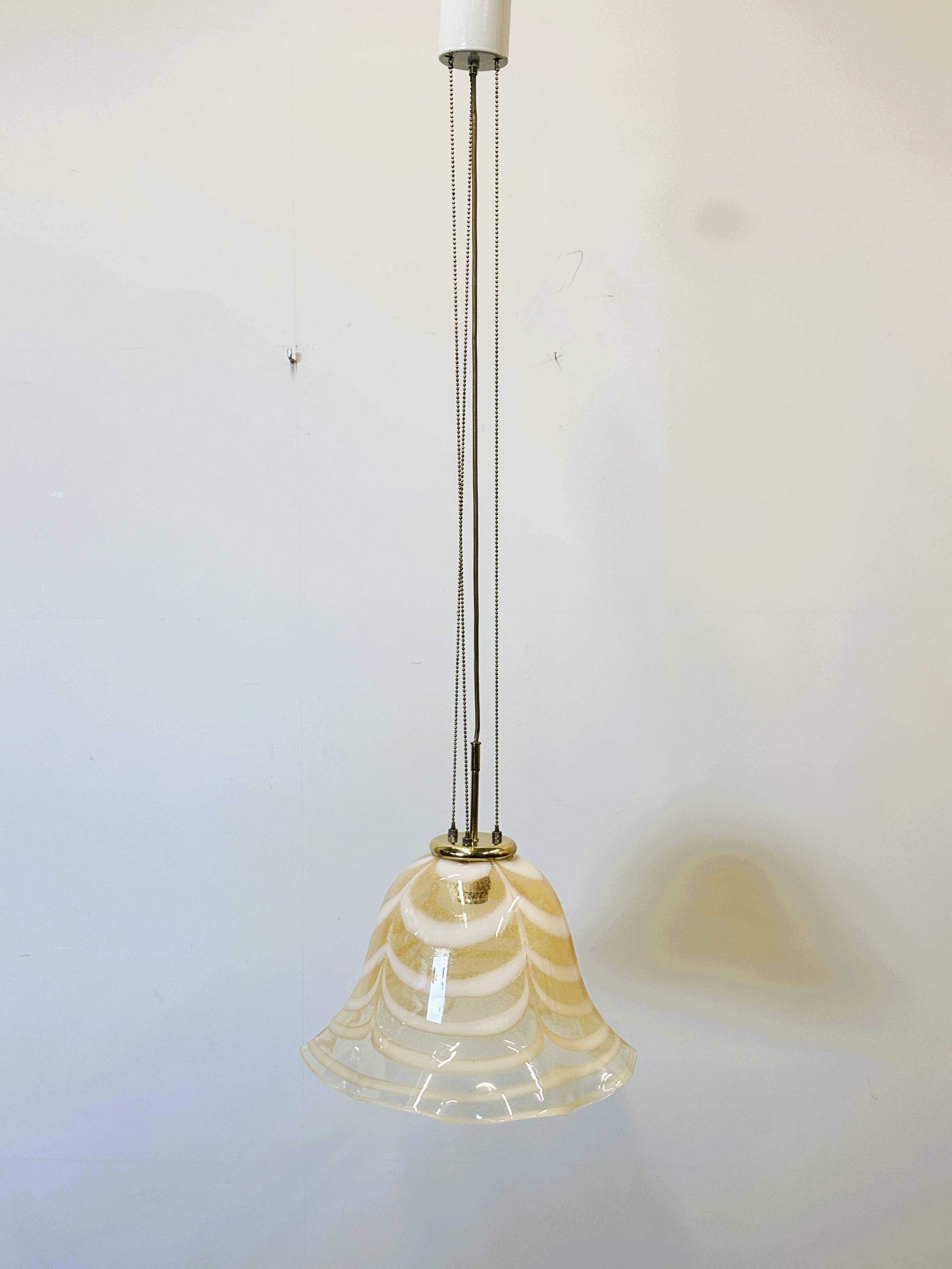 Original Venetian Murano Striped Art Glass Pendant Lamp Fazzoletto, Italy,