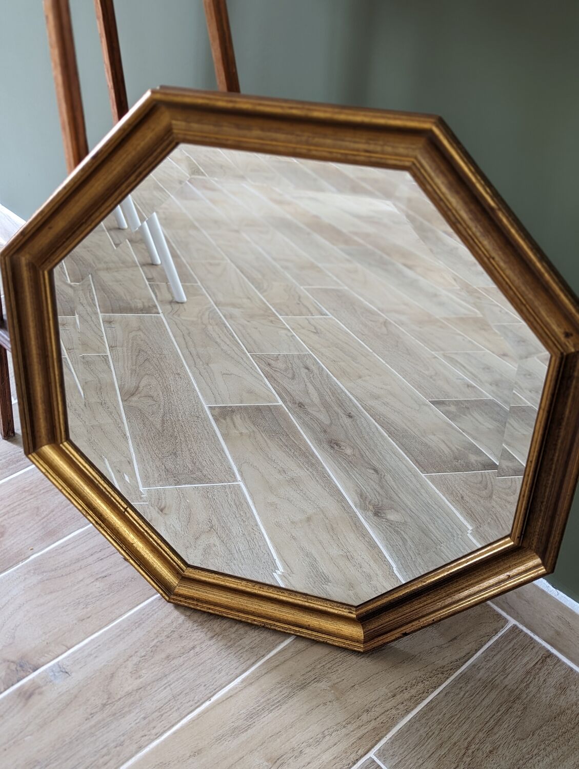 Large octagonal mirror gilded wood - 58*58 cm