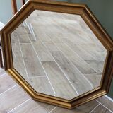 Large octagonal mirror gilded wood - 58*58 cm