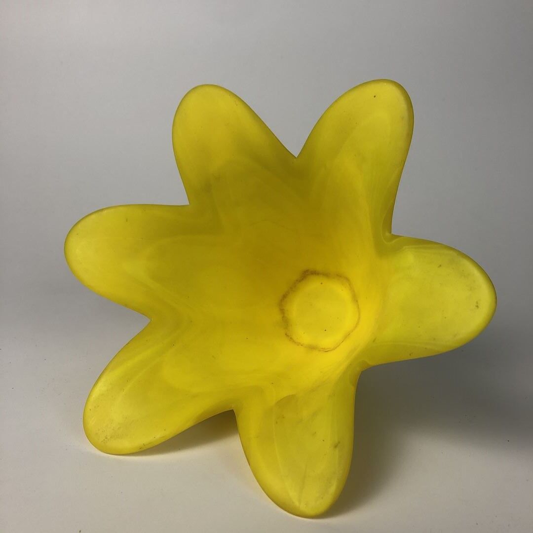 Small vase made of yellow glass paste, tulip shape blooms