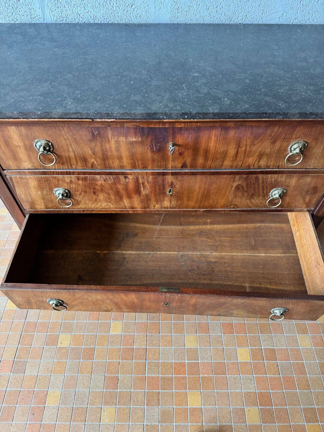 Mahogany commode, marble top - 19th century