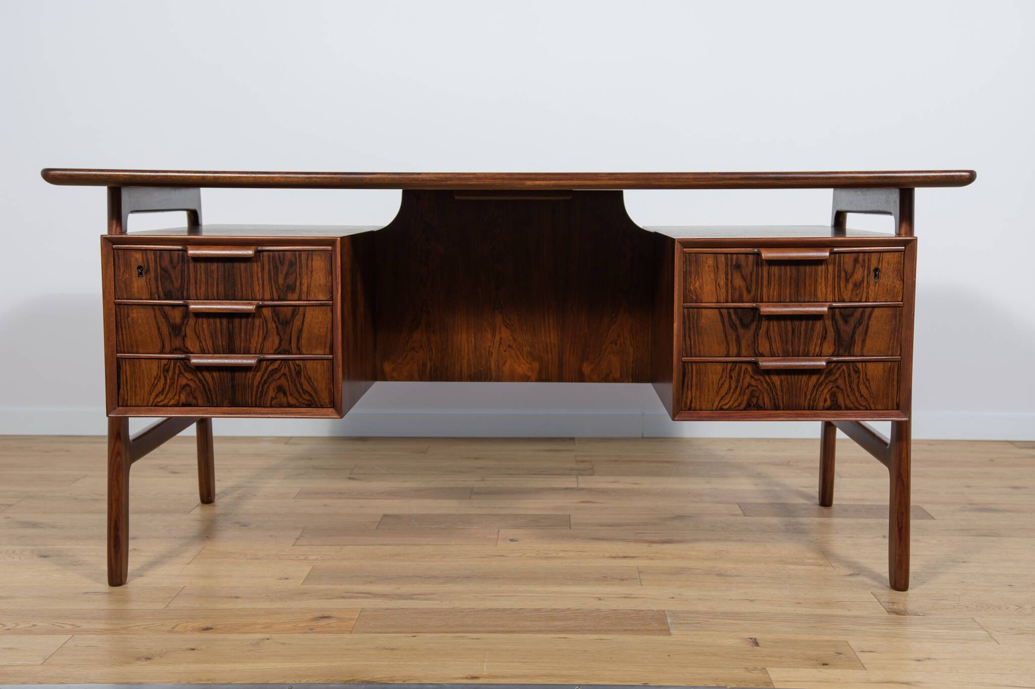 Mid-Century Model 75 Freestanding Teak Desk from Omann Jun, Denmark, 1950s