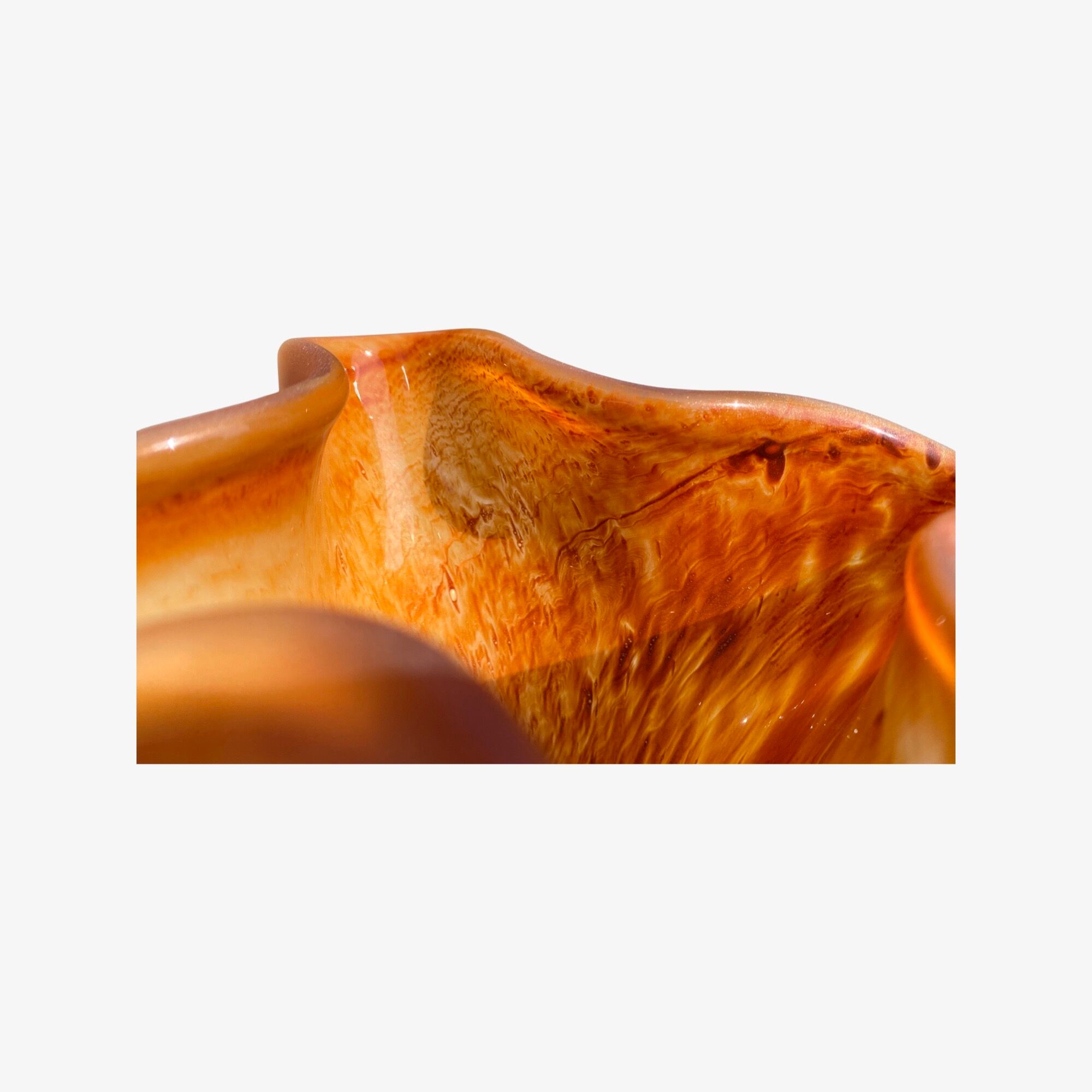 Old hand blown glass sculptures | set of 2 orange handblown home decor vases