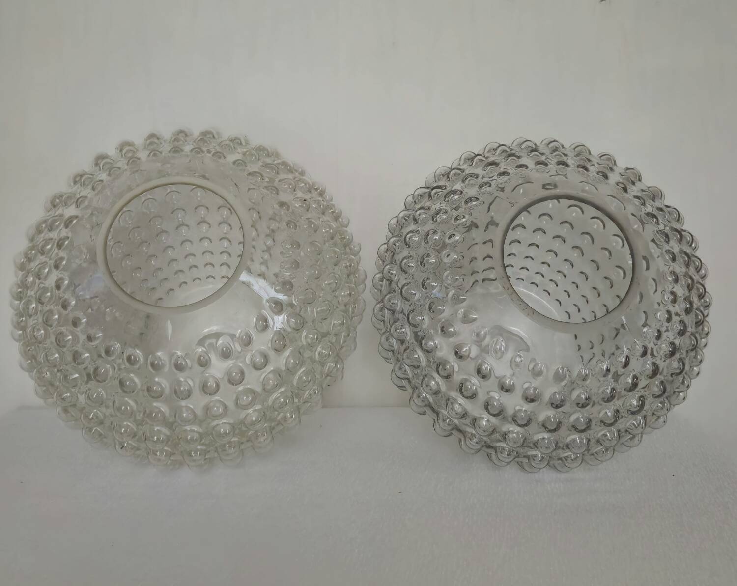 Pair of vintage bubbled glass lampshades