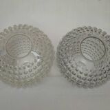 Pair of vintage bubbled glass lampshades