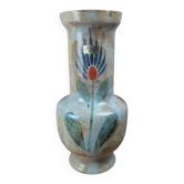 Large vintage vase Saint-Clément France – hand-painted floral decoration