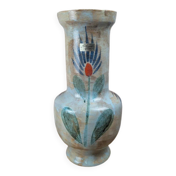 Large vintage vase Saint-Clément France – hand-painted floral decoration