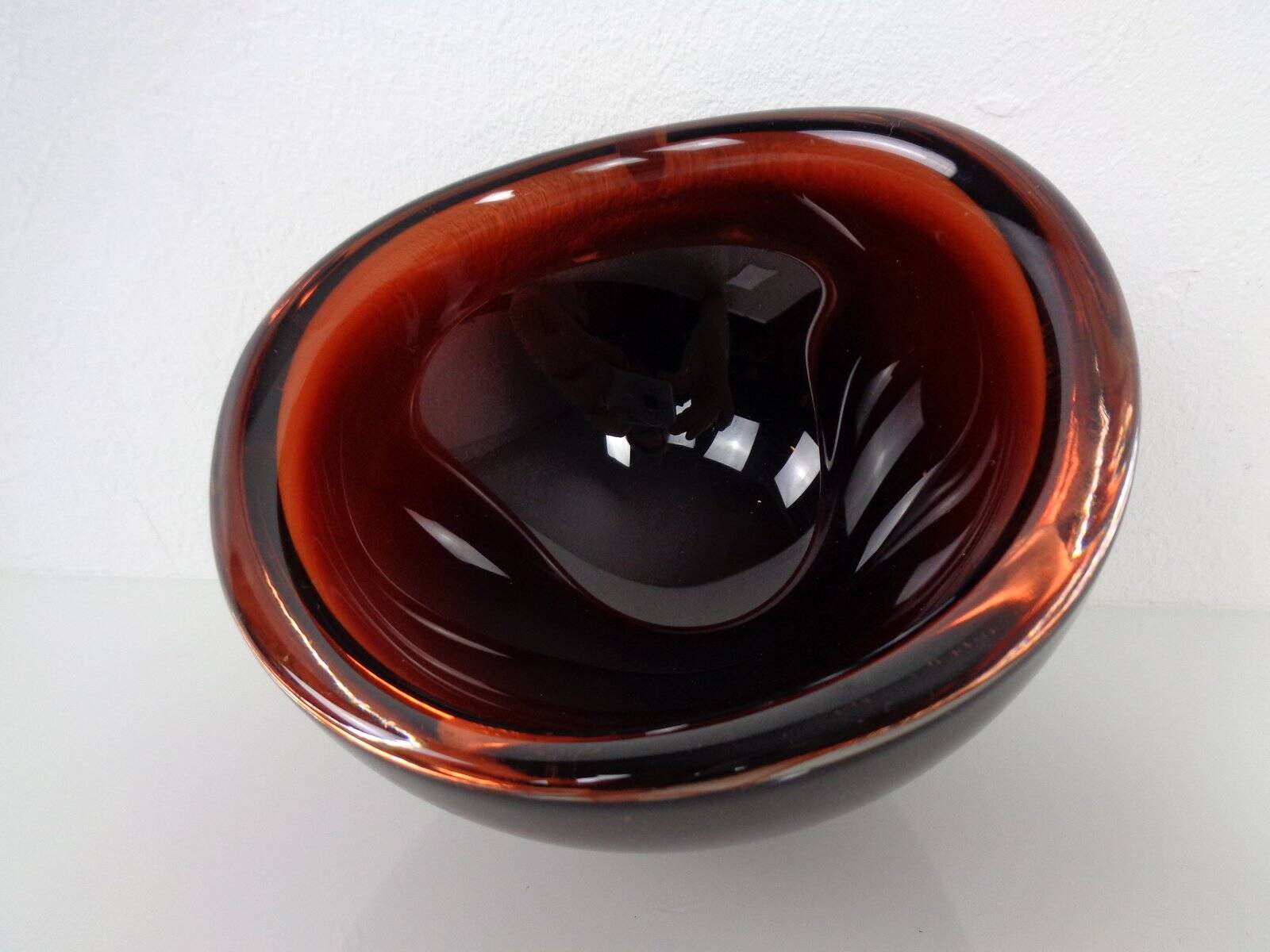 Swedish Burgundy Glass Bowl from Orrefors, 1960s