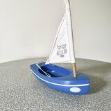Blue basin sailboat from the French brand Tirot 200, vintage toy.