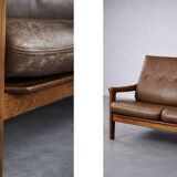 Vintage Mid-Century Danish Modern 3-Seater Brown Leather Sofa by Georg Thams