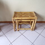 Pair of tables pull out bamboo vintage