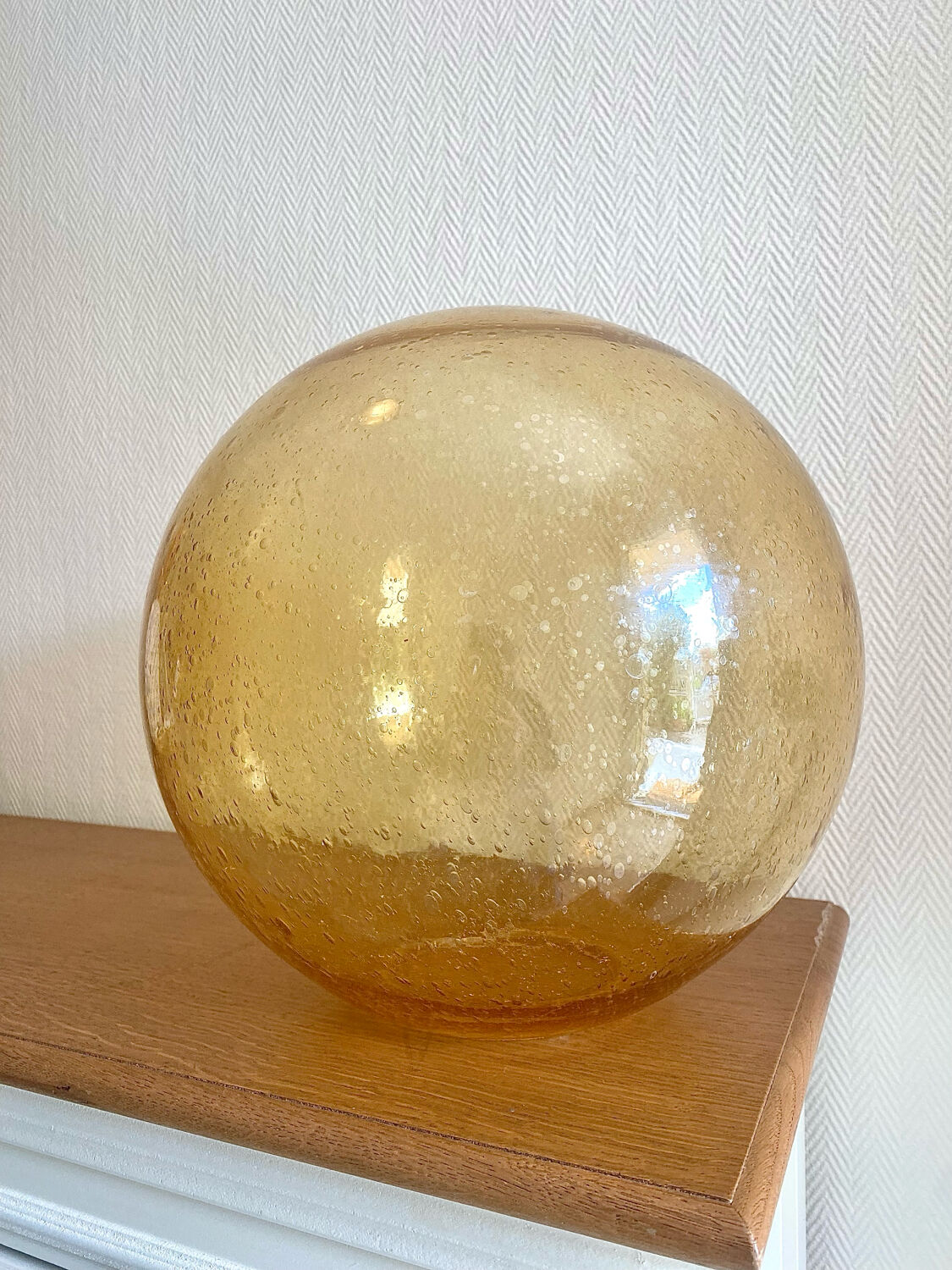 Large blown glass globe with bubbles