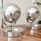 Paire de lampes design Space Age 1960 chromées
