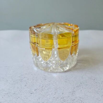 Boîte en cristal ambre et transparent Val Saint-Lambert Art déco