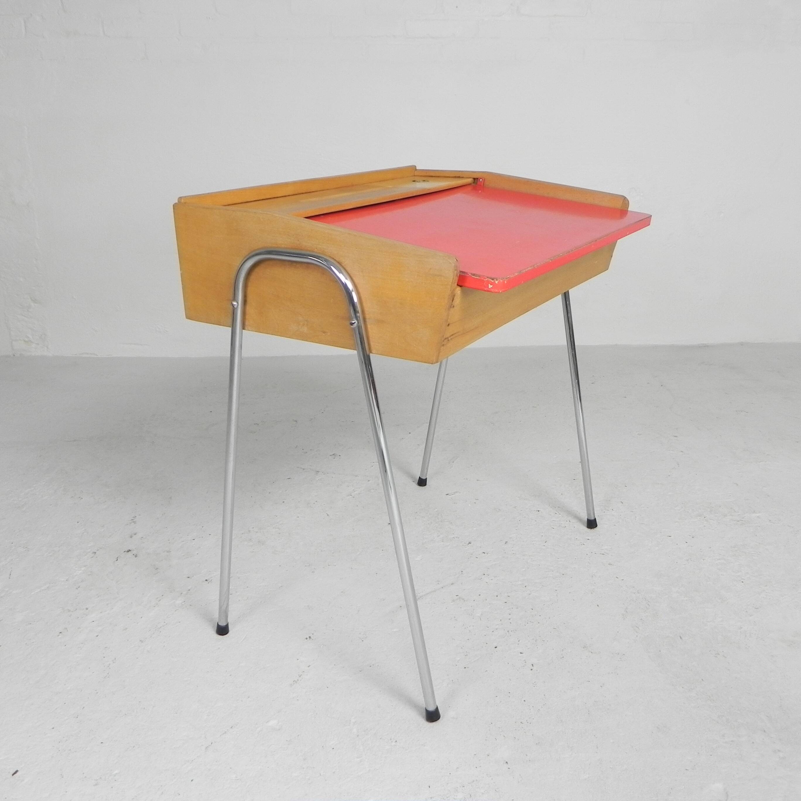 Antique children's desk with flap, 1950