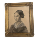 Portrait of a young woman in charcoal, French school circa 1840