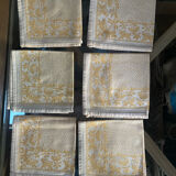Set of 6 monogrammed damask tea towels