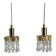 Two gold-plated brass and crystal pendant lights, by Palwa, 1960s design, Hollywood Regency.
