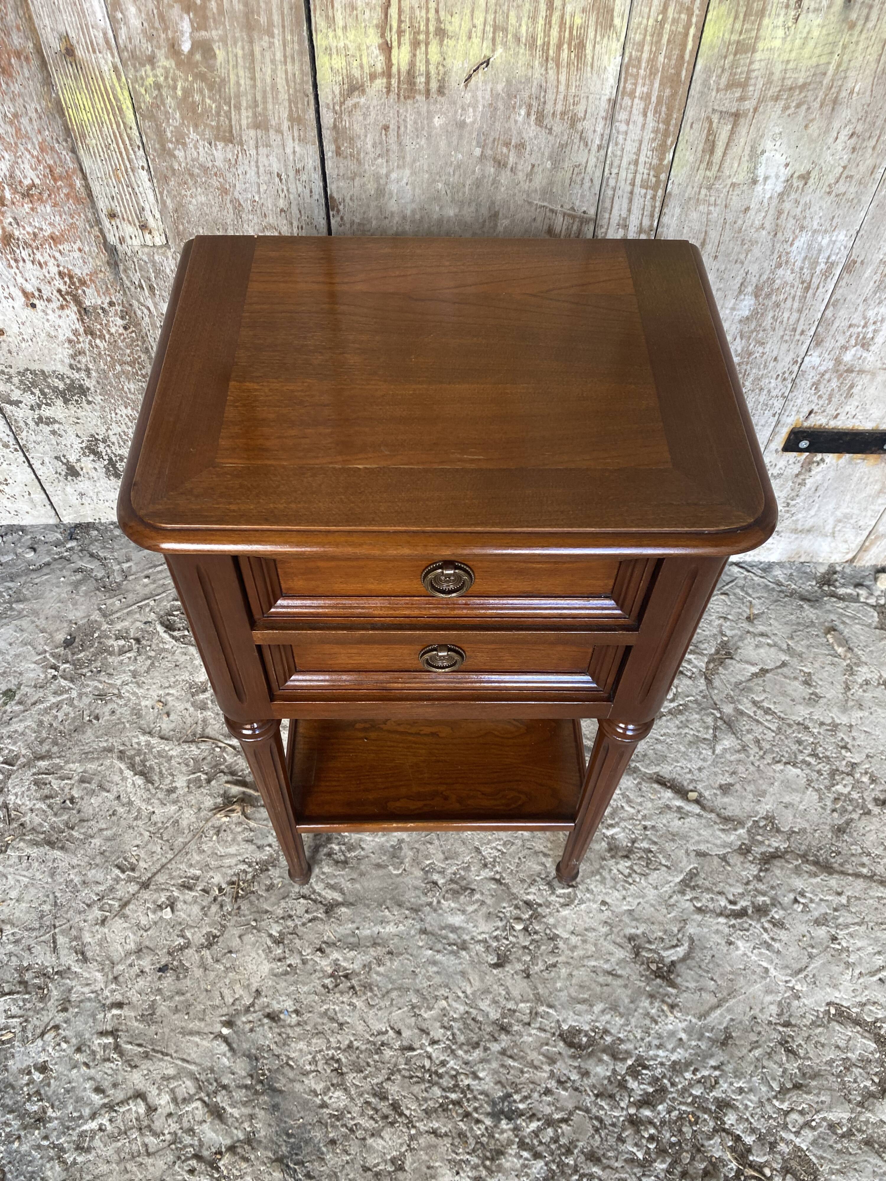 Antique Nightstand TRICOIRE Louis XVI Style Wood 2 Drawers Vintage