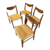 wooden and straw chairs from the 50s