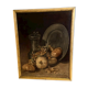 Oil painting on canvas signed J. Fleury-Bin Still Life with pewter and onions
