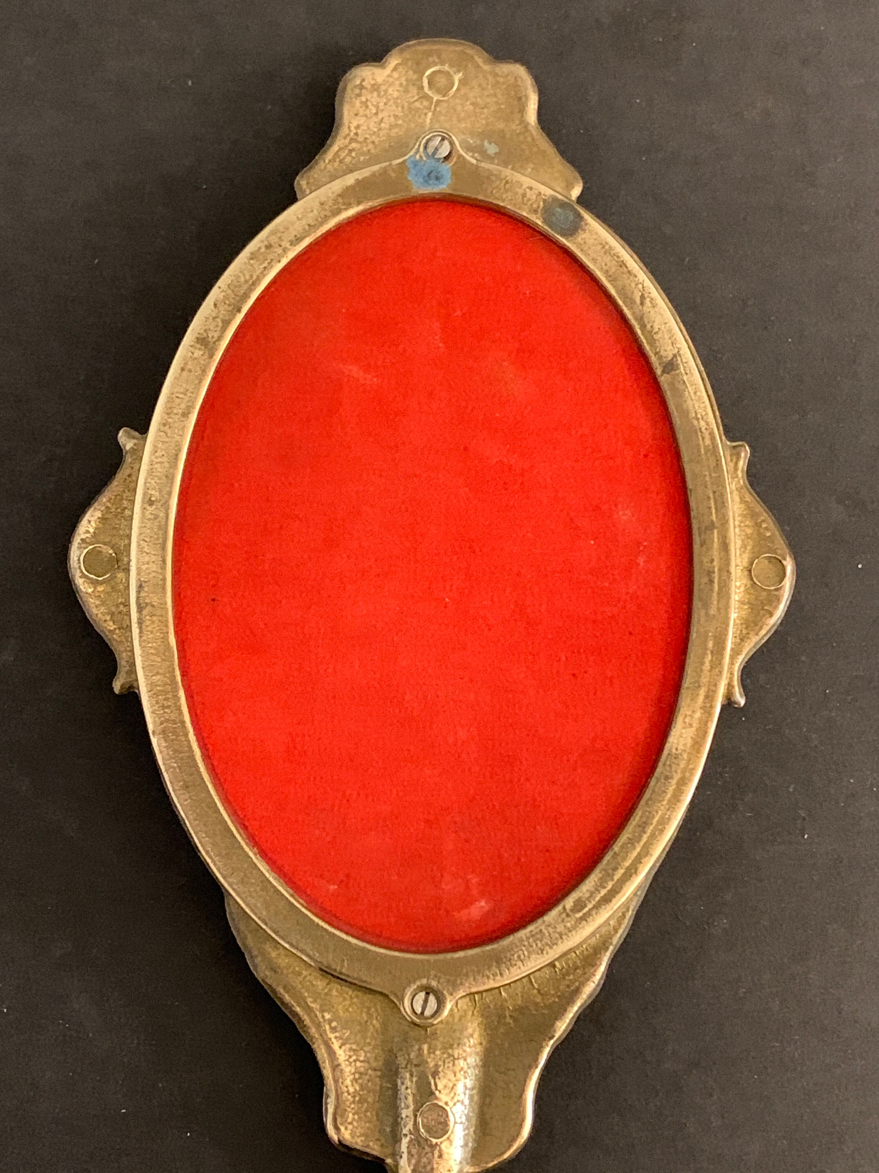 Bronze hand-facing mirror, early twentieth century, Louis XV style, 29 x 13 cm