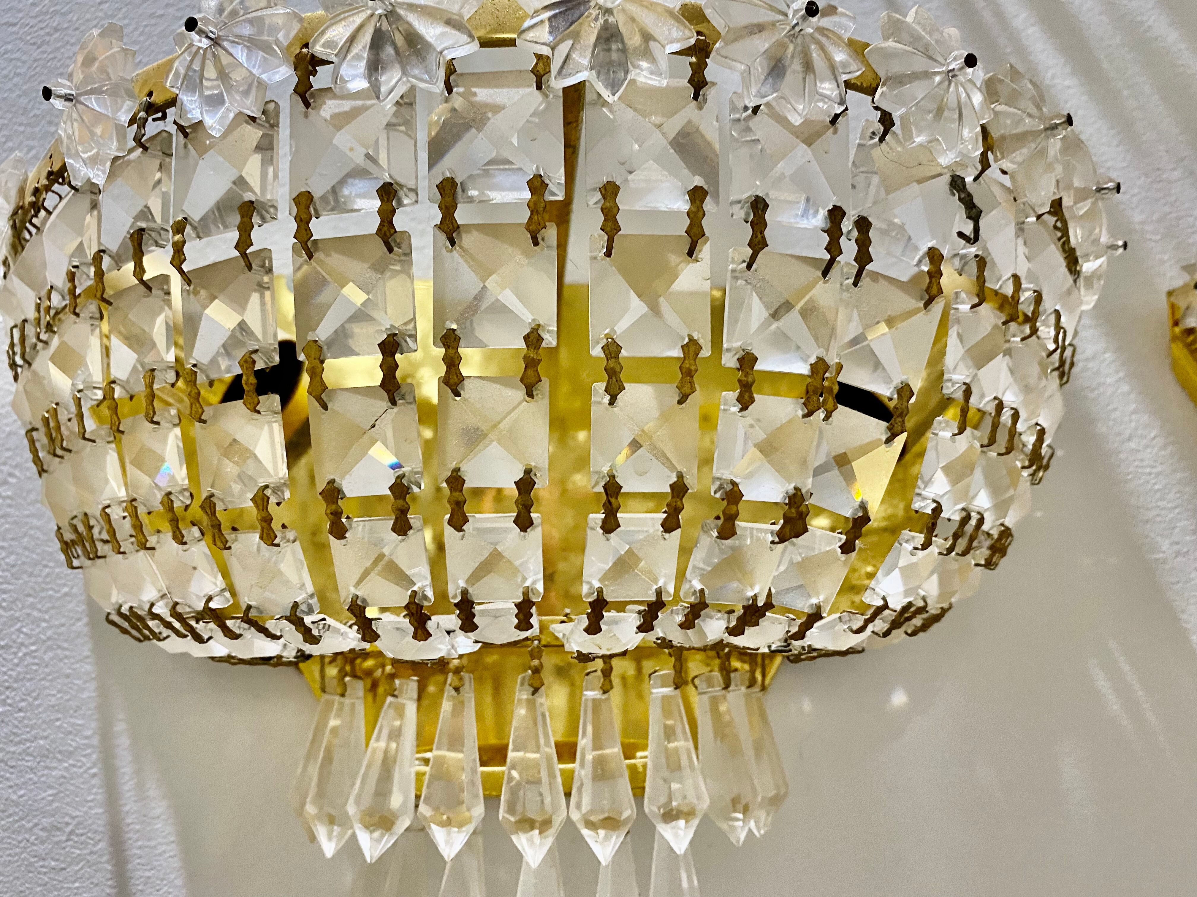 Set 4 crystal wall light gilded structure