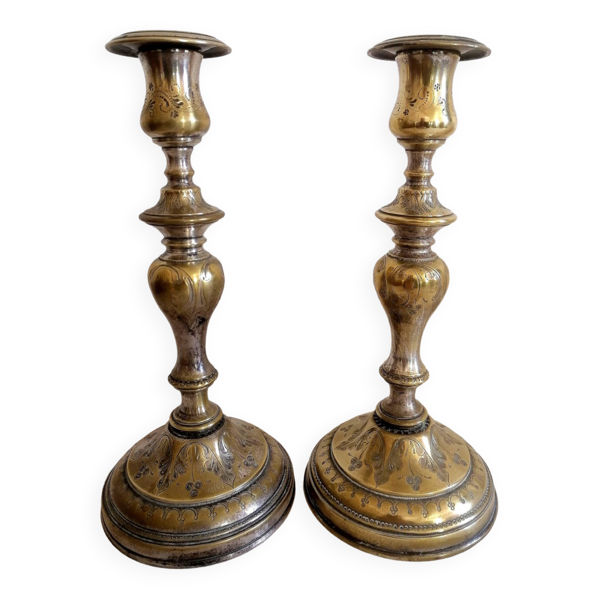 Old pair of Louis Philippe period candlesticks.