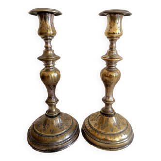 Old pair of Louis Philippe period candlesticks.