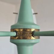 Opaline glass and brass chandelier mid-century Stilux Milano 1950s
