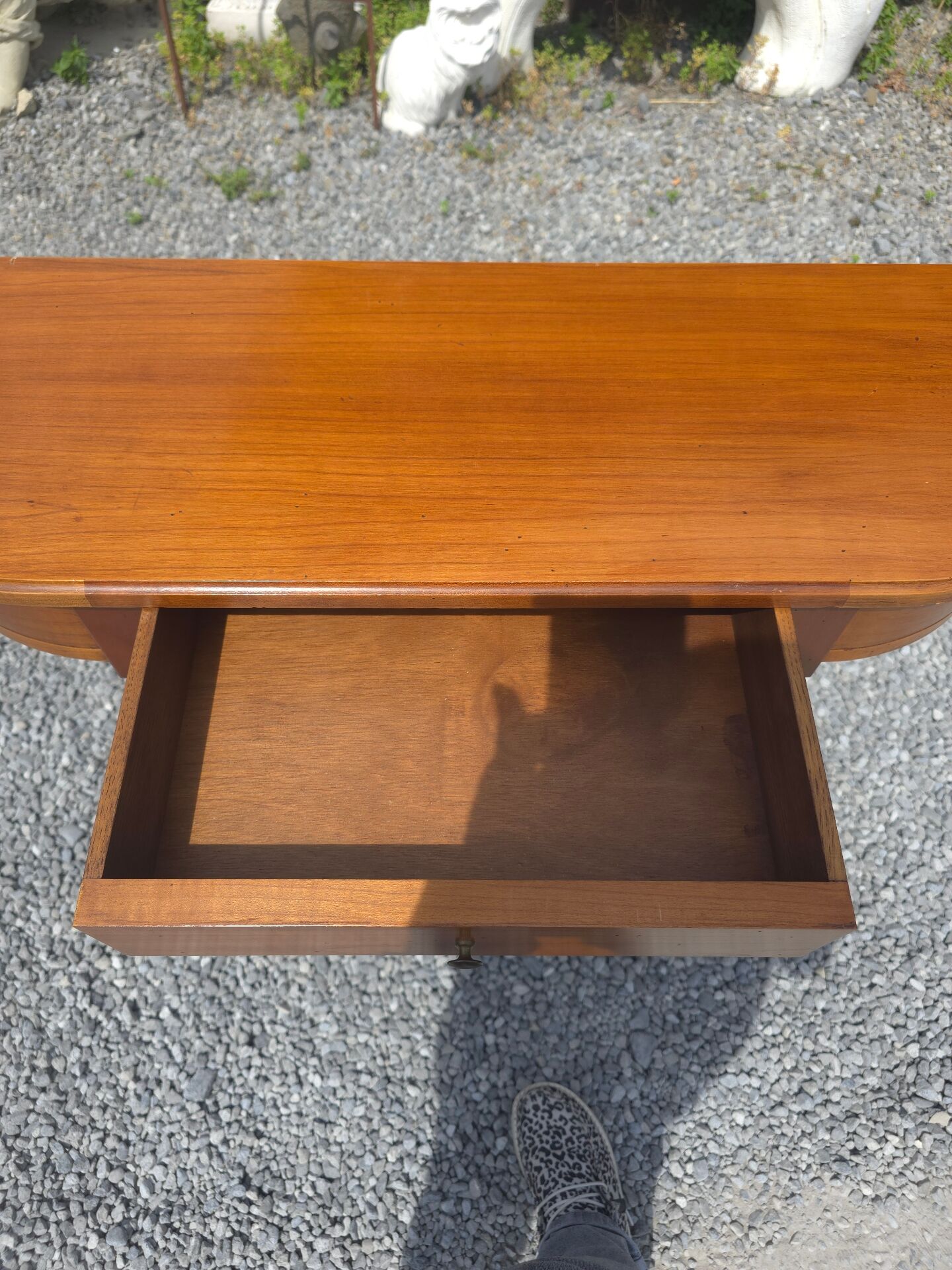 Table console demie lune en merisier massif