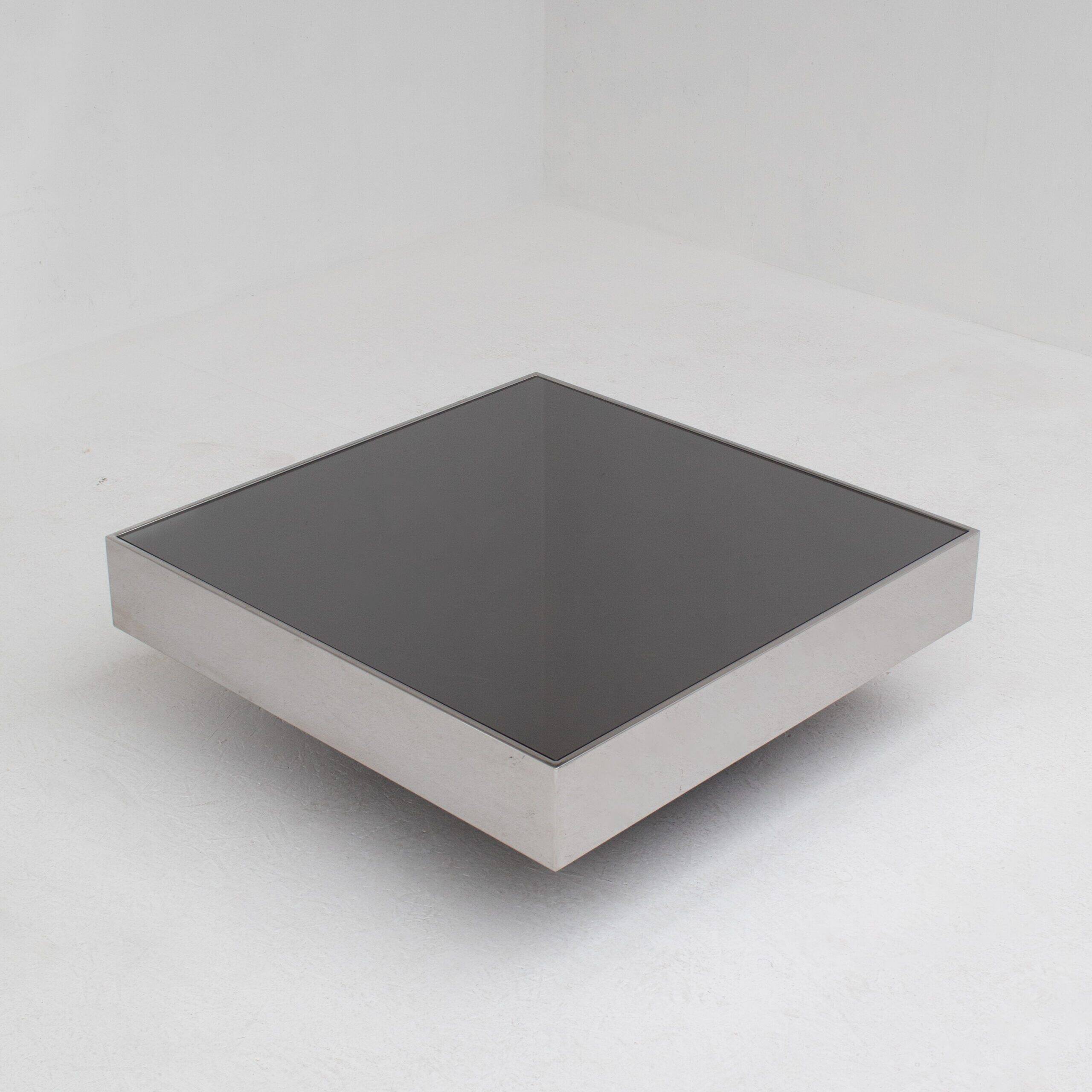 Vintage Chrome Coffee Table with Smoked Glass