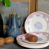 Six assiettes Art-Déco en faïence de Longwy  service"Normandie"
