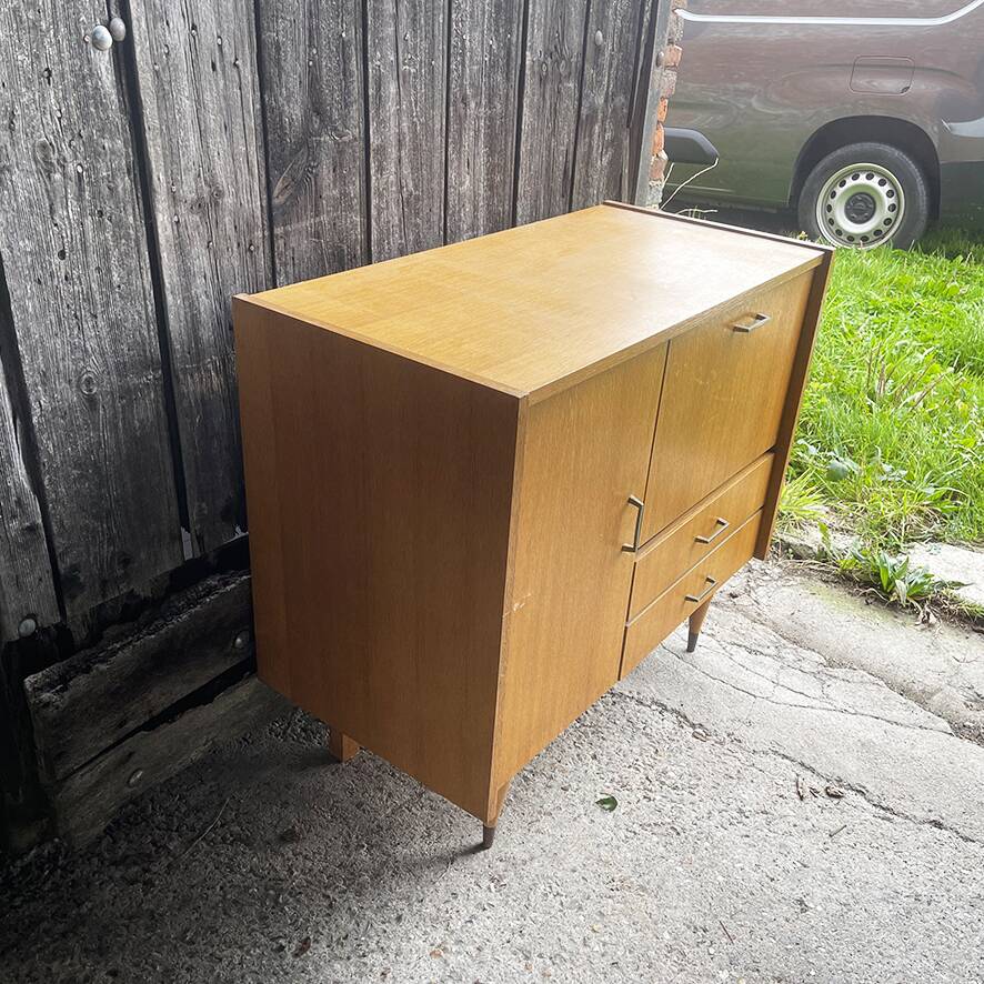 Vintage Scandinavian-style wooden hi-fi cabinet