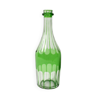 Rare bouteille verte vintage en technique Saint-Louis / France / années 1920