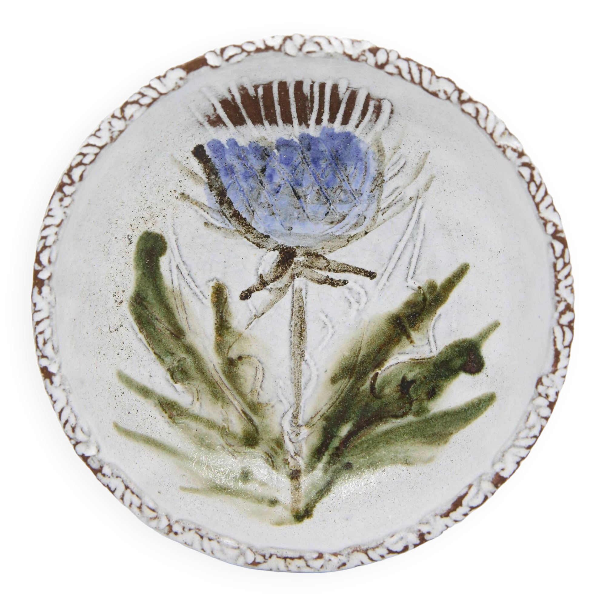 Thistle dish in chamotted earth by Albert Thiry in Vallauris