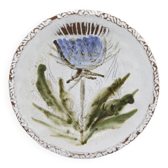 Thistle dish in chamotted earth by Albert Thiry in Vallauris